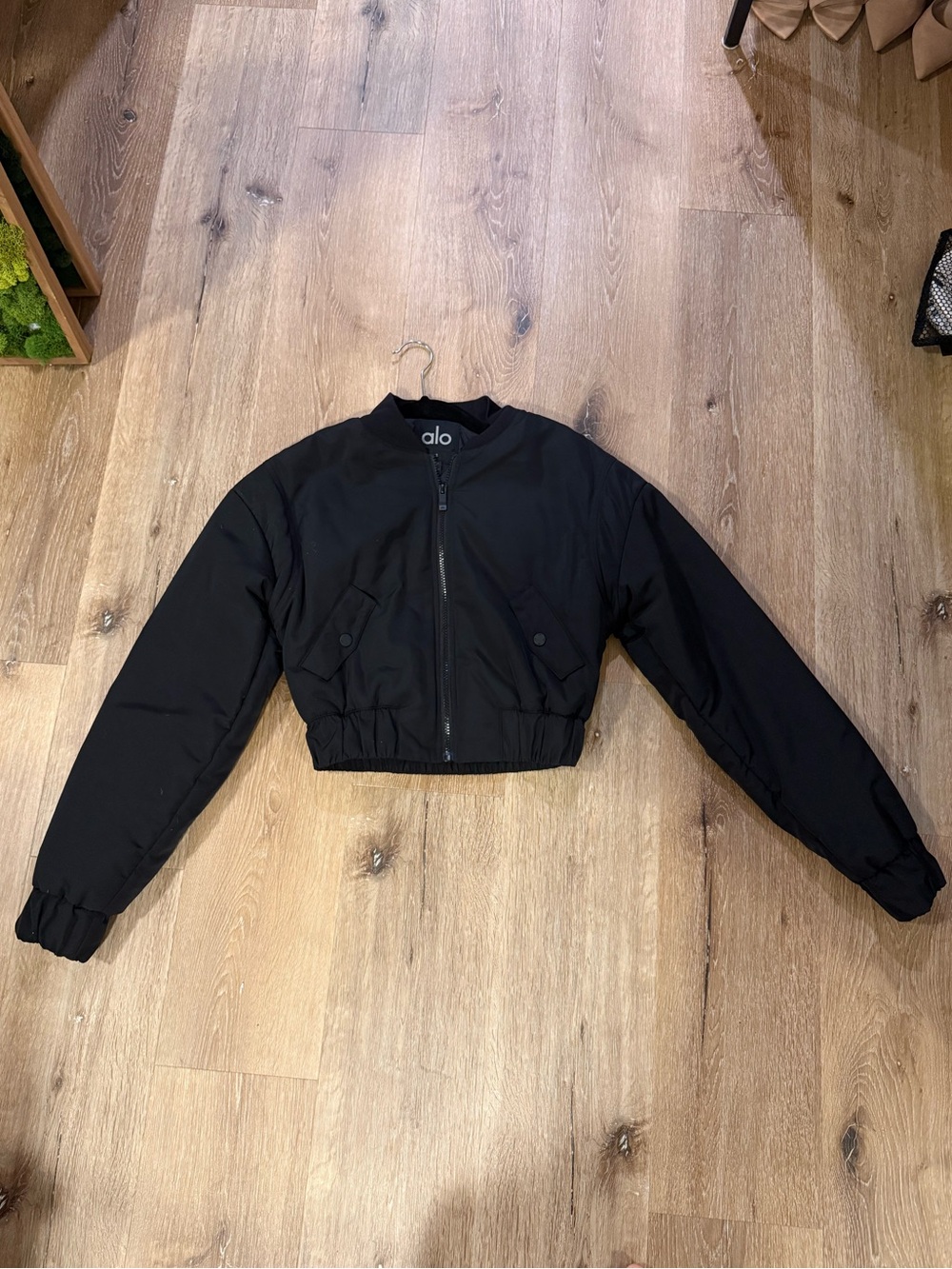 Alo Cropped Break Line Bomber- Black